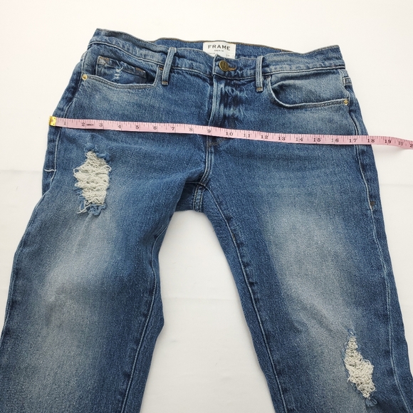 FRAME Womens Le Garcon Distressed Denim Crop Fray Hem Jeans in Newport Size 24 - Picture 7 of 12